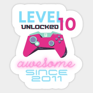 Level 10 Unlocked Awesome 2011 Video Gamer Sticker